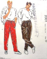 2001 KWIK SEW CASUAL DRAWSTRING JOG PANTS MALE PATTERN S-XL uncut